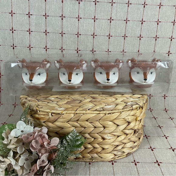 “H for Happy" SET OF 4 Ceramic Reindeer Taper Candle Holders New Holiday Decor - Picture 14 of 15